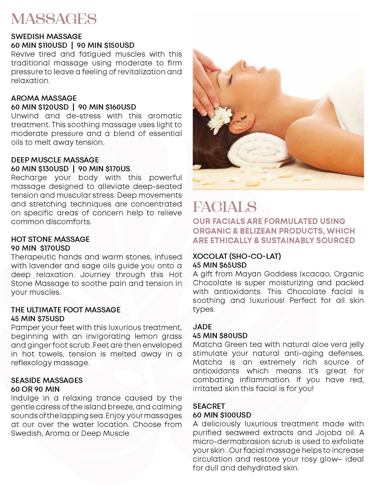 SPAradise Menu Page 2