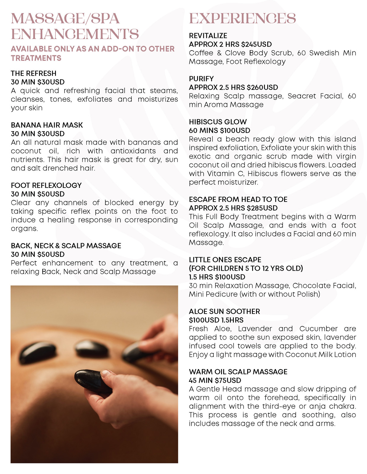 SPAradise Menu Page 3
