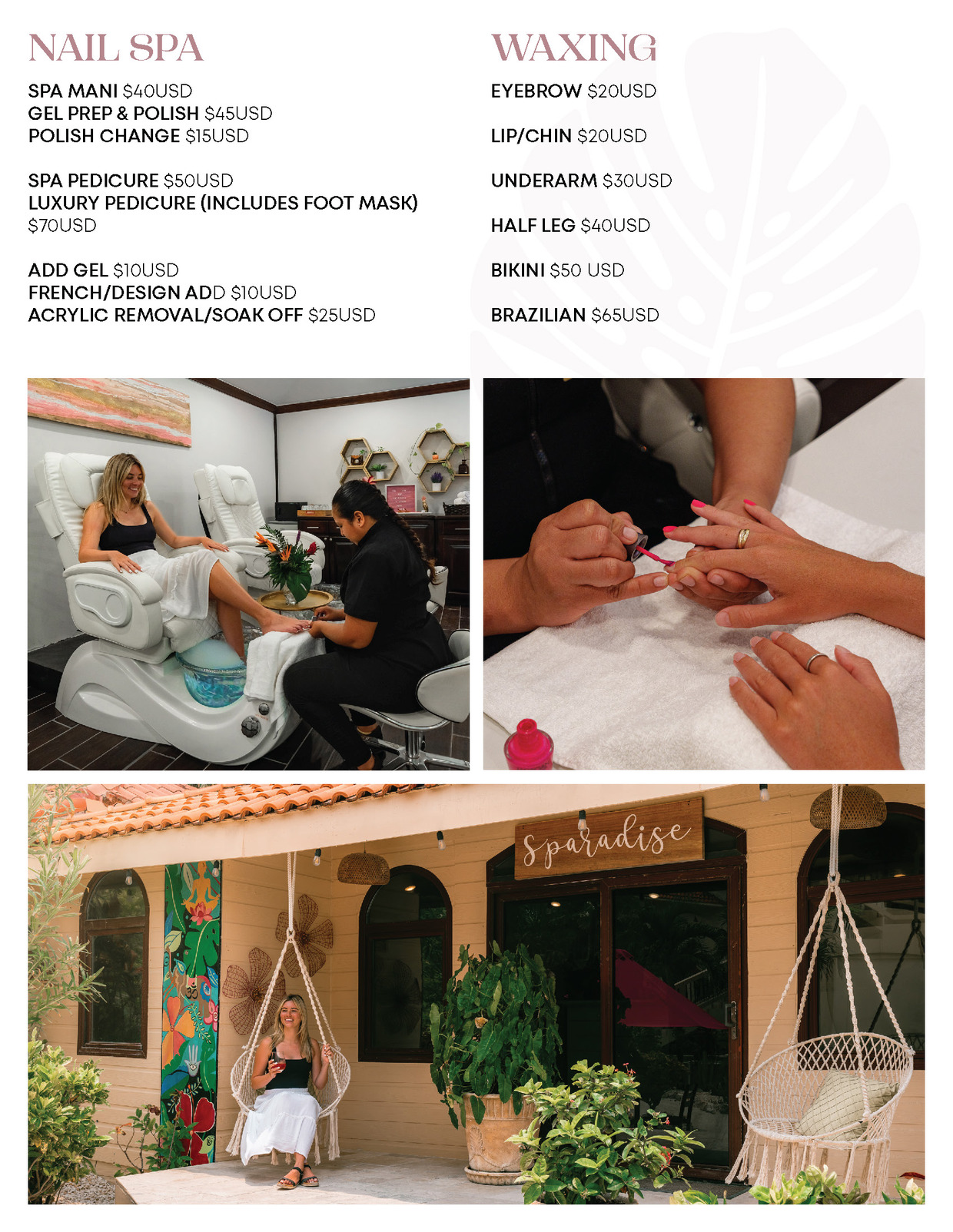 SPAradise Menu Page 4