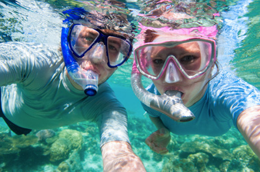 A couple snorkeling