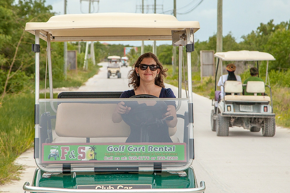 Golf cart to town -San Pedro Belize