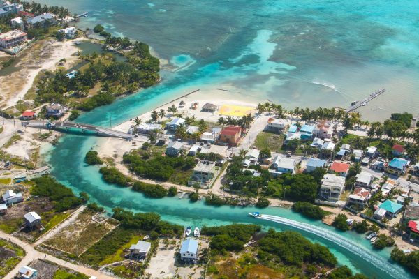 Beaches in San Pedro Belize from above