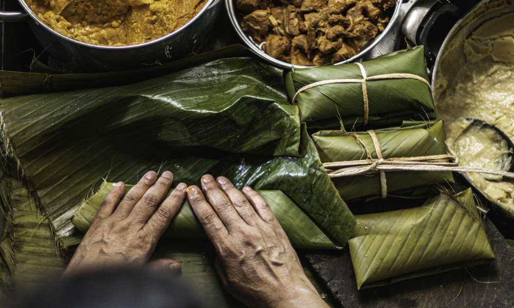 Tamales and relleno prepared for Christmas in Belize